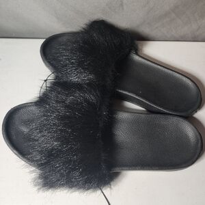 UGG Black Furry Women's Slippers